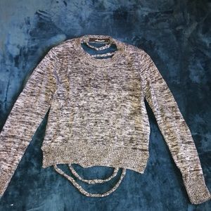 Olivaceous torn sweater